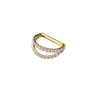 TITANIUM CRYSTAL D SHAPE ARCH CLICKER HOOP - 8MM
