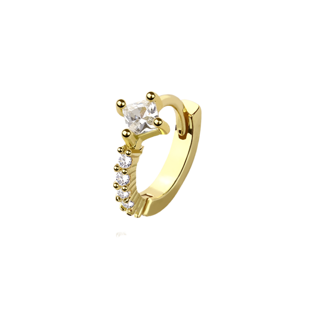CRYSTAL LINED SQUARE JEWELLED CLICKER HOOP FOR EAR & NOSE - 8MM