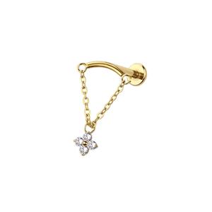 CRYSTAL FLOWER CURVED BAR THREADLESS LABRET - 8MM