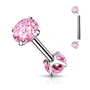 DOUBLE CRYSTAL 8MM STRAIGHT BARBELL - INTERNALLY THREADED