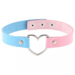 HEART FAUX LEATHER CHOKER NECKLACE