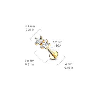 TWIN CRYSTAL STAR FLAT BACK STUD