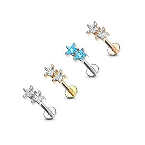 TWIN CRYSTAL STAR FLAT BACK STUD