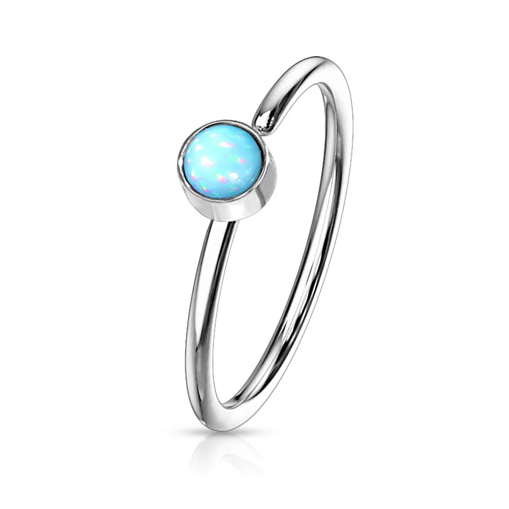 DAINTY MULTICOLOURED OPAL CENTRE NOSE RING - 8MM