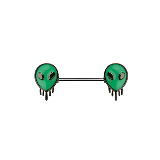 MELTING GREEN ALIEN NIPPLE BARBELL - 14 GAUGE - 14MM