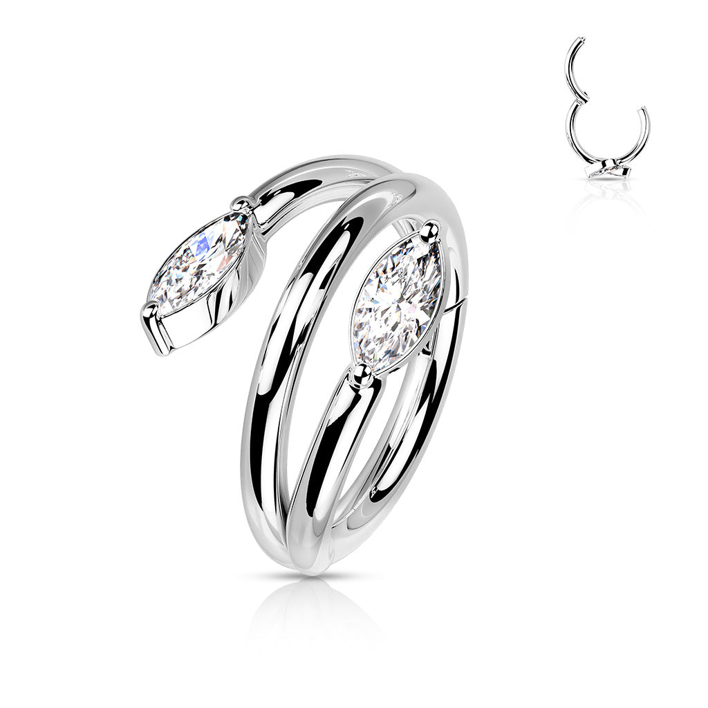 10MM CRYSTAL TWIST CONCH HINGE CLOSE FASTENING HOOP - 10MM