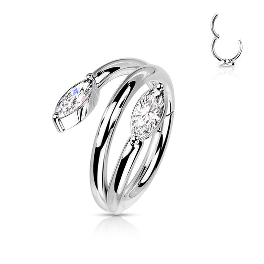 10MM CRYSTAL TWIST CONCH HINGE CLOSE FASTENING HOOP - 10MM