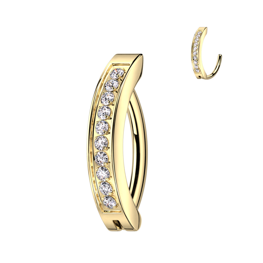 TITANIUM CRYSTAL LINED BELLY RING HOOP - 10MM - BELLY CLICKER