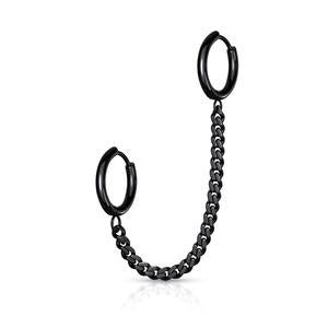 DOUBLE 8MM HUGGIE HOOP CHAIN LINKED CONNECTOR EARRING