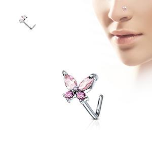 CRYSTAL L BEND BUTTERFLY NOSE STUD