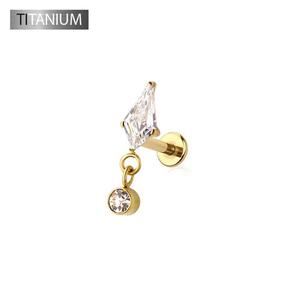 TITANIUM DAINTY PRINCESS CRYSTAL CHARM LABRET -THREADLESS -18 GAUGE -6MM