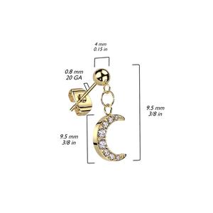 SPARKLE  CRYSTAL MOON CHARM STUD EARRINGS