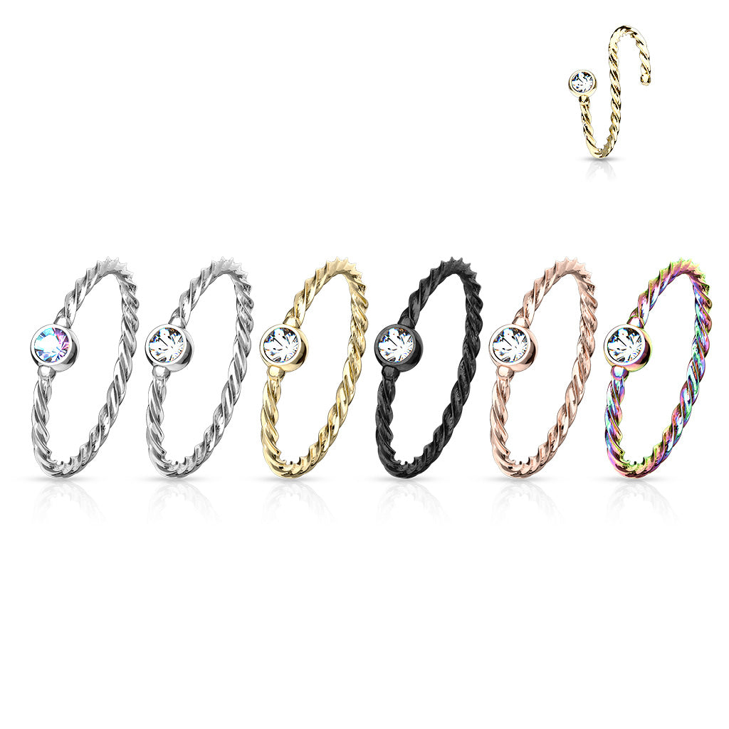 DAINTY BRAIDED MICRO CRYSTAL NOSE RING - 8MM