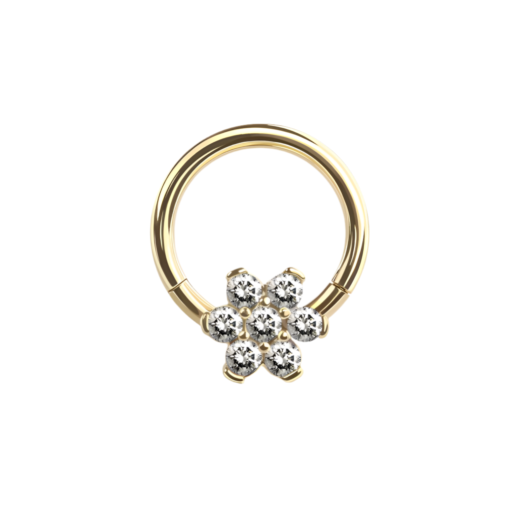 CRYSTAL FLOWER 8MM HOOP FOR DAITH / SEPTUM / HELIX