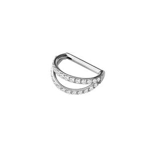 TITANIUM CRYSTAL D SHAPE ARCH CLICKER HOOP - 8MM
