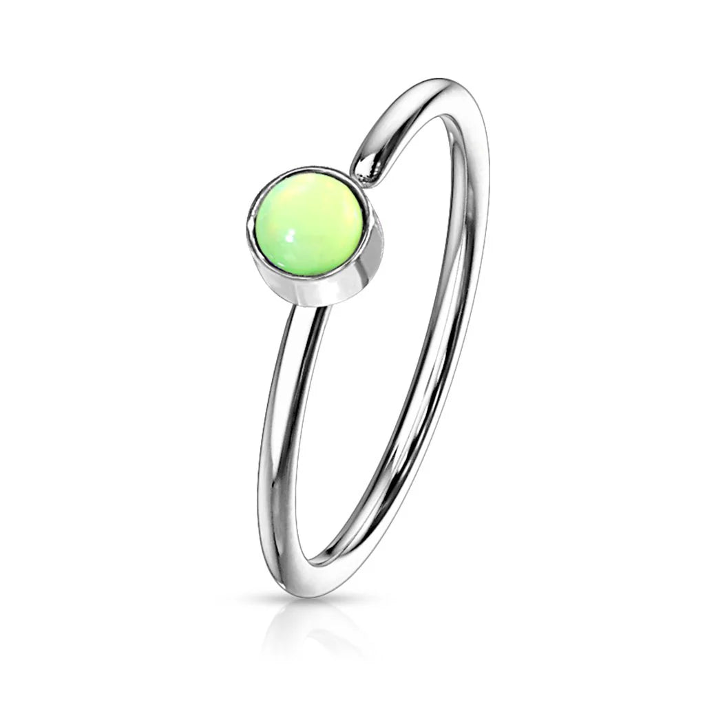 DAINTY MULTICOLOURED OPAL CENTRE NOSE RING - 8MM