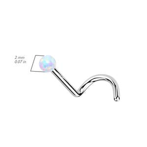 TITANIUM OPAL TOP DAINTY SCREW NOSE STUD