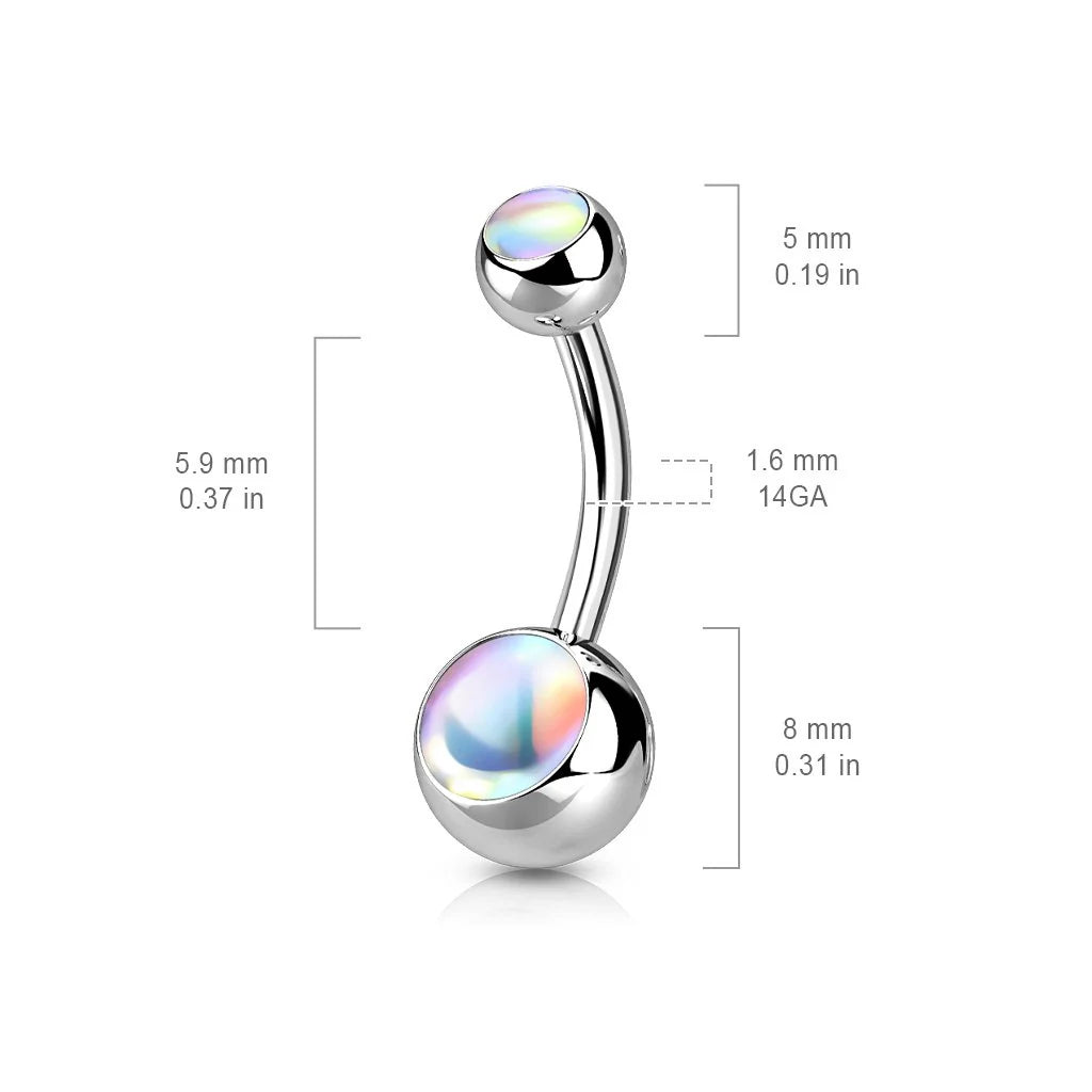 ILLUMINATING DOUBLE OPAL BELLY BAR - 10MM