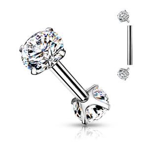 DOUBLE CRYSTAL 8MM STRAIGHT BARBELL - INTERNALLY THREADED