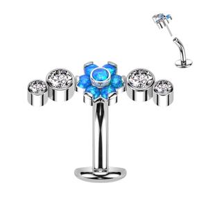 TITANIUM OPAL & CRYSTAL FLOWER CENTRE FLOATING REVERSE BELLY BAR