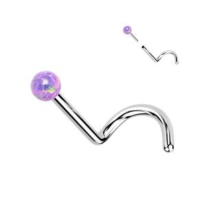 TITANIUM OPAL TOP DAINTY SCREW NOSE STUD