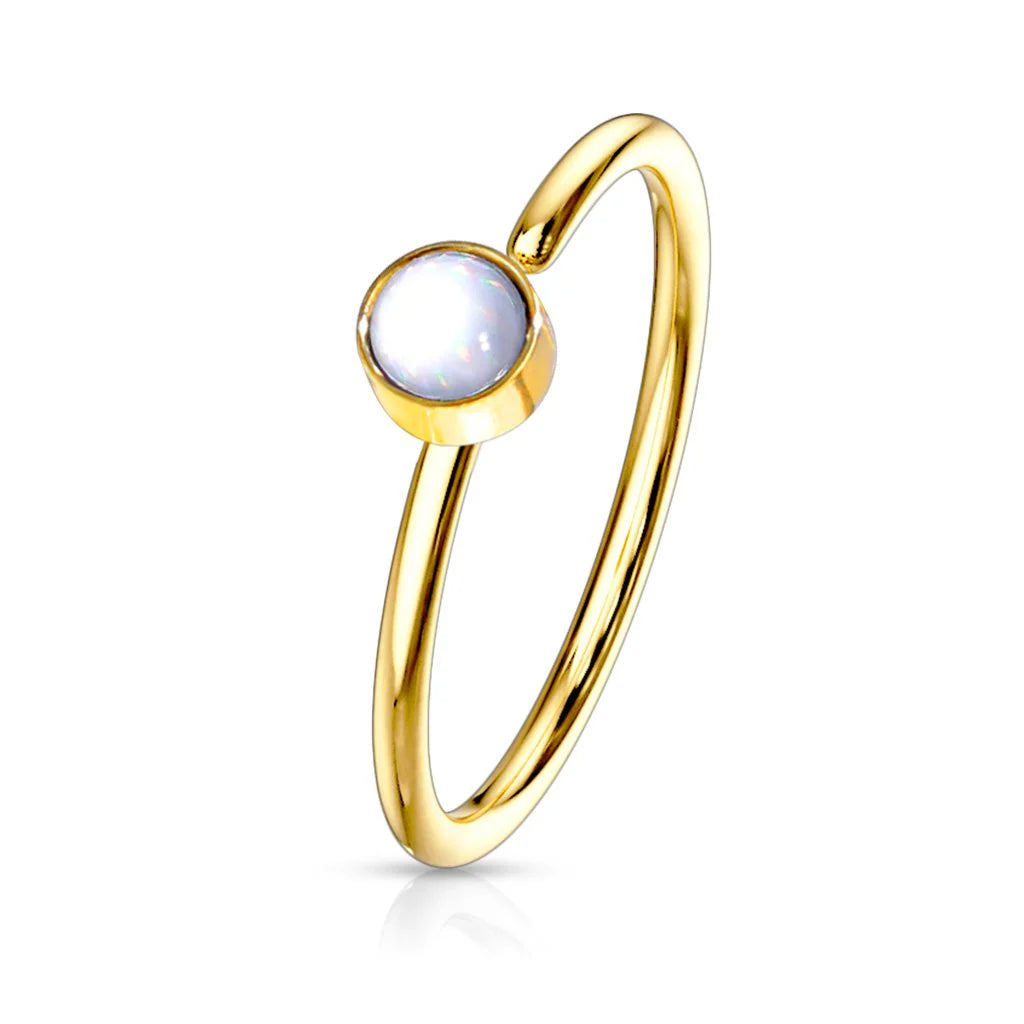 DAINTY MULTICOLOURED OPAL CENTRE NOSE RING - 8MM