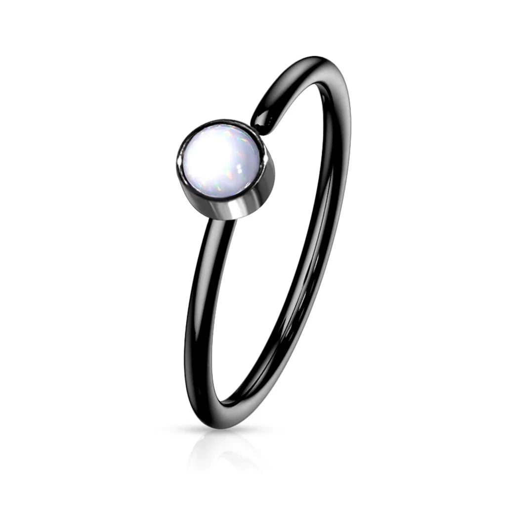 DAINTY MULTICOLOURED OPAL CENTRE NOSE RING - 8MM