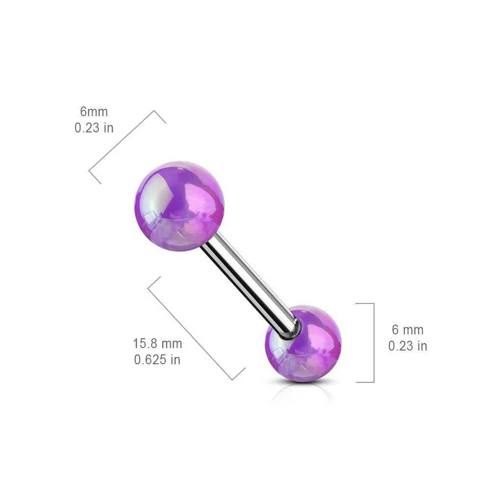 METALLIC BALL TONGUE BARBELL - 16MM