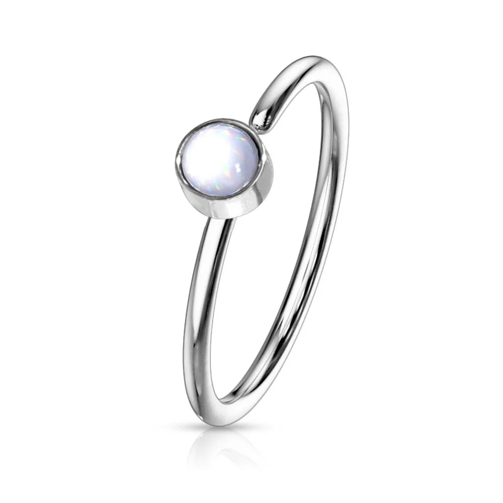 DAINTY MULTICOLOURED OPAL CENTRE NOSE RING - 8MM