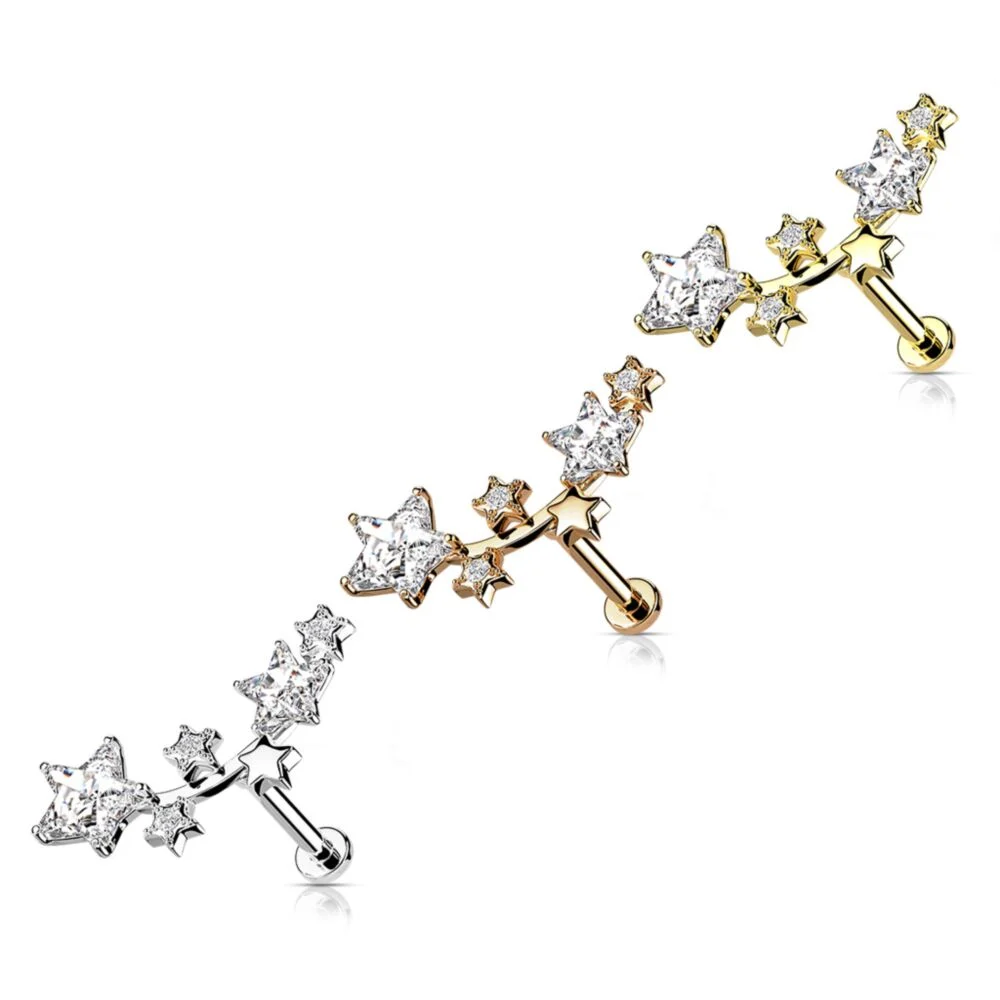 SHOOTING STARS FLAT BACK LABRET STUD