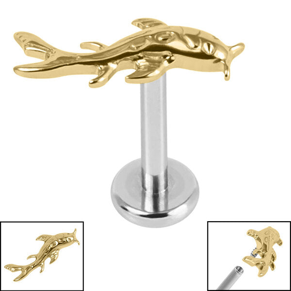 TITANIUM SWIMING KOI FISH FLAT BACK LABRET
