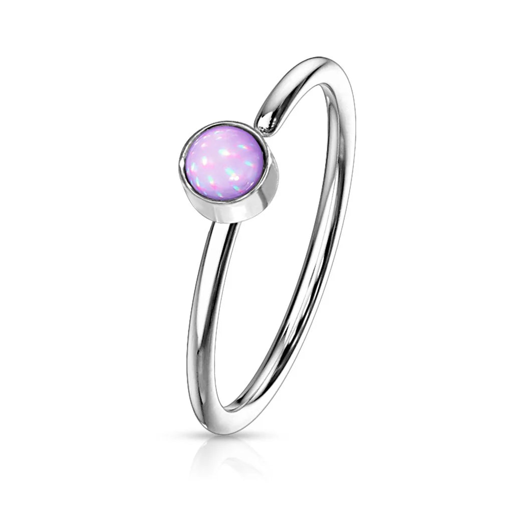 DAINTY MULTICOLOURED OPAL CENTRE NOSE RING - 8MM