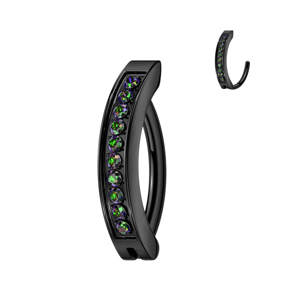 TITANIUM CRYSTAL LINED BELLY RING HOOP - 10MM - BELLY CLICKER