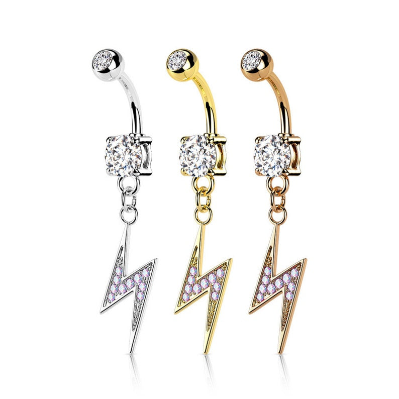 DANGLING  LIGHTENING BOLT BELLY BUTTON RING