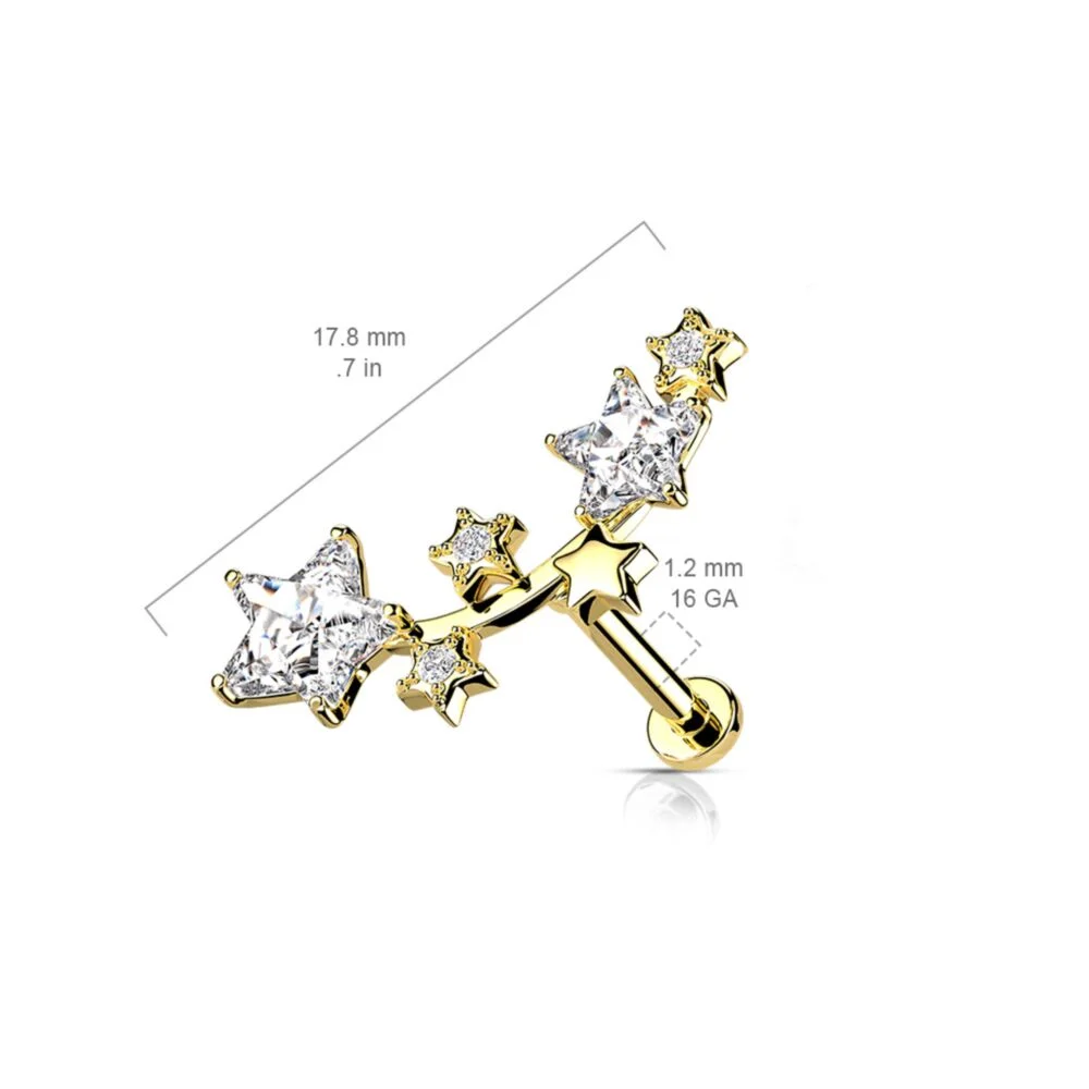 SHOOTING STARS FLAT BACK LABRET STUD