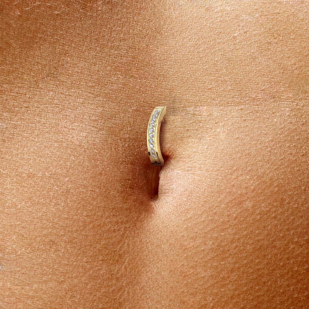 TITANIUM CRYSTAL LINED BELLY RING HOOP - 10MM - BELLY CLICKER