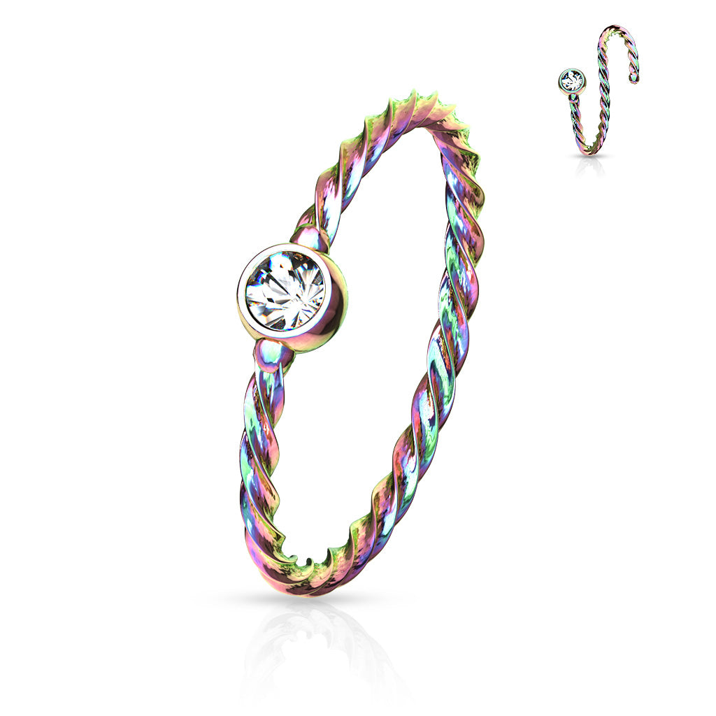 DAINTY BRAIDED MICRO CRYSTAL NOSE RING - 8MM