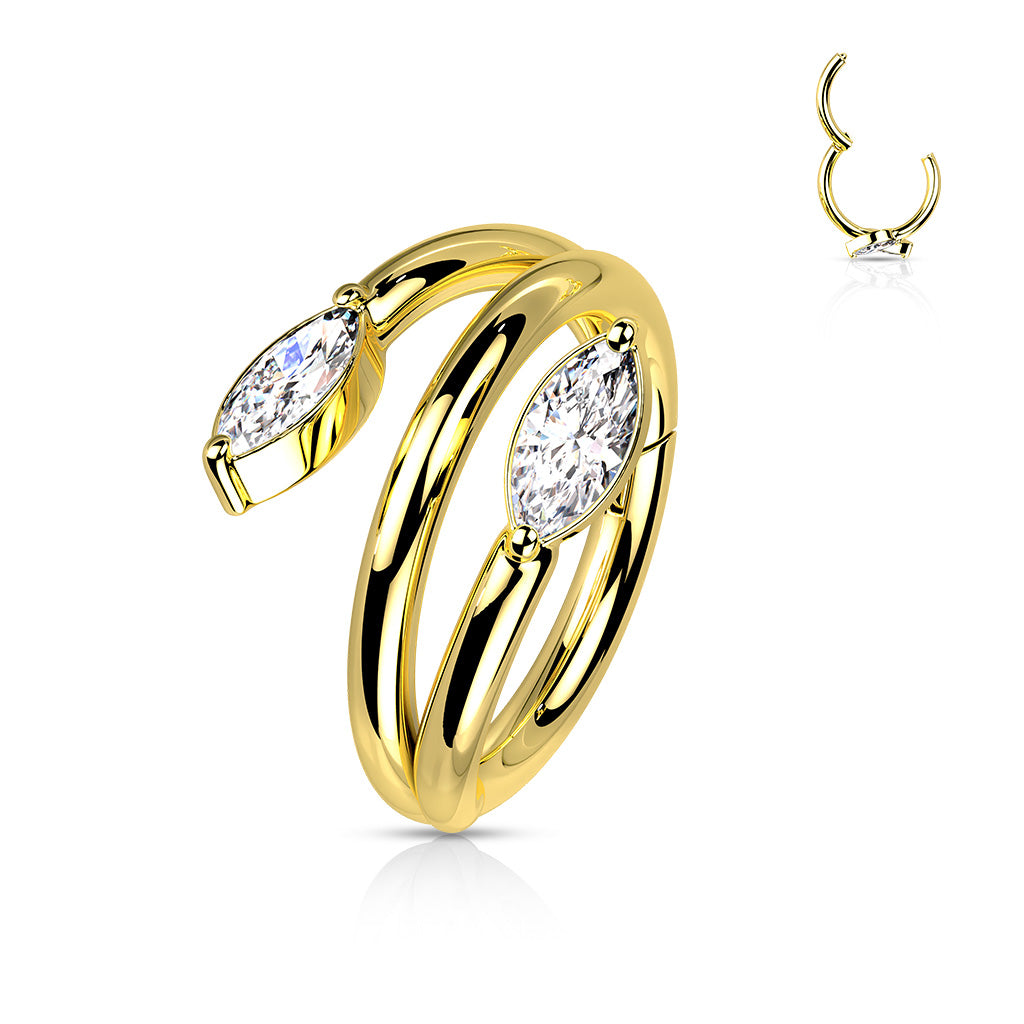 10MM CRYSTAL TWIST CONCH HINGE CLOSE FASTENING HOOP - 10MM