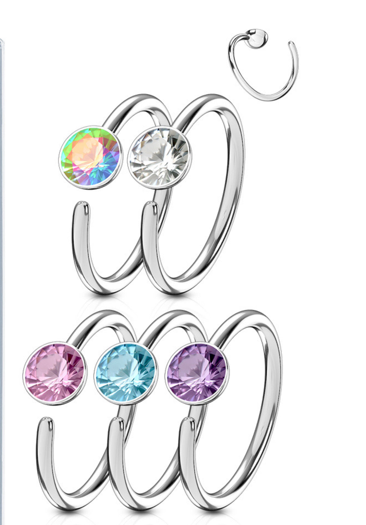 CRYSTAL CENTRE BENDABLE NOSE RING - 8MM