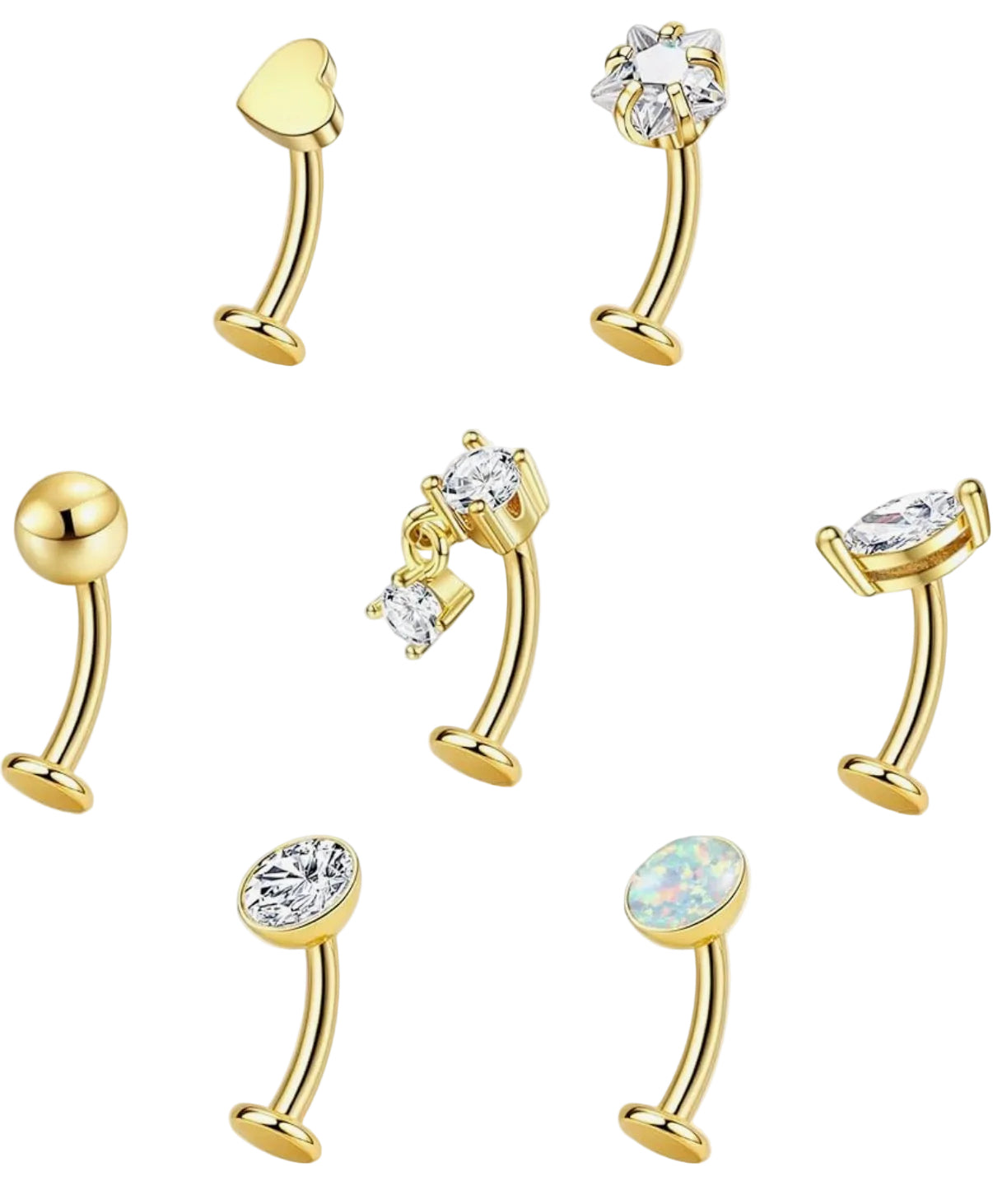 LIMITED EDITION 7 FLOATING BELLY BARS BUNDLE - GOLD - 14 GAUGE -8MM