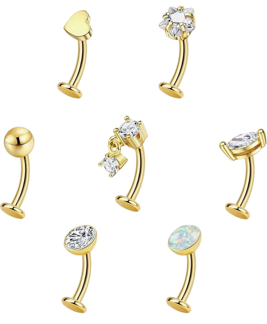 LIMITED EDITION 7 FLOATING BELLY BARS BUNDLE - GOLD - 14 GAUGE -8MM
