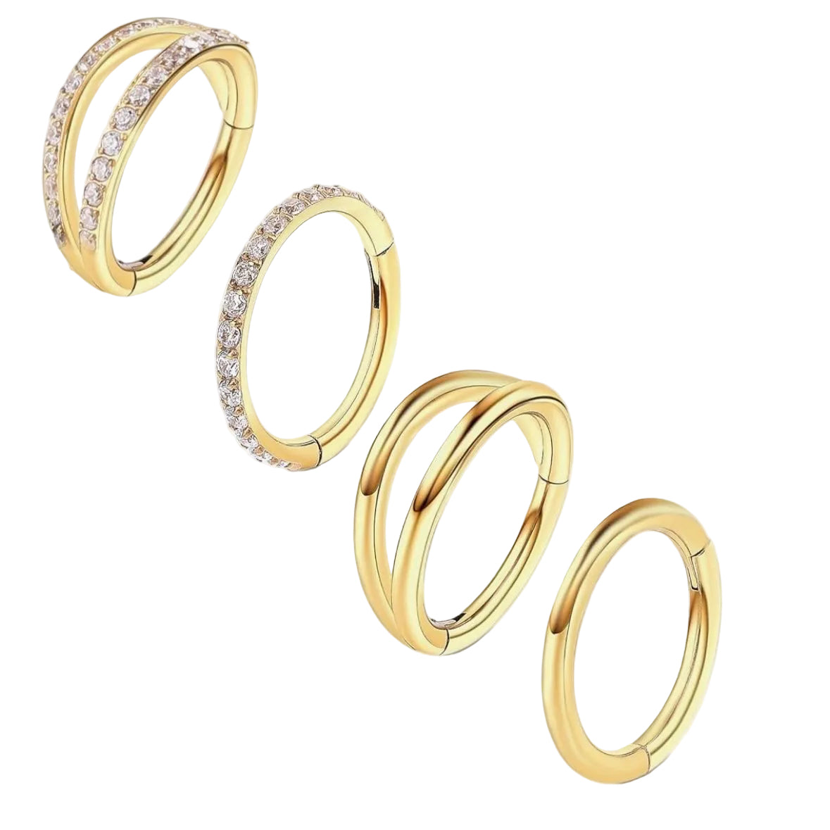 LIMITED EDITION 4 PIECE DOUBLE LOOP NOSE RING EDITION MULTI PACK - 18 GAUGE -8MM