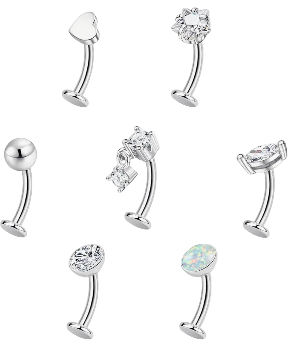 LIMITED EDITION 7 FLOATING BELLY BARS BUNDLE - SILVER - 14 GAUGE -8MM