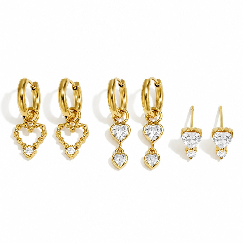 LOVE STUCK EARRING STACKING SET - CLEAR CRYSTAL