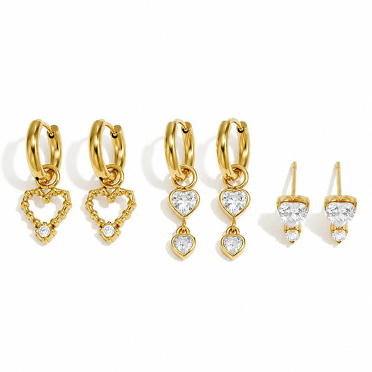 LOVE STUCK EARRING STACKING SET - CLEAR CRYSTAL
