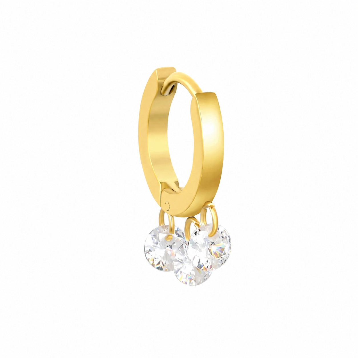 GOLD TRIO OF CRYSTAL CHARM HELIX HOOP - 20 GAUGE - 9MM