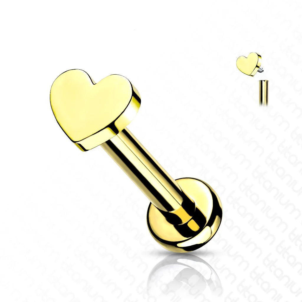 TITANIUM DAINTY LOVE HEART FLAT BACK LABRET
