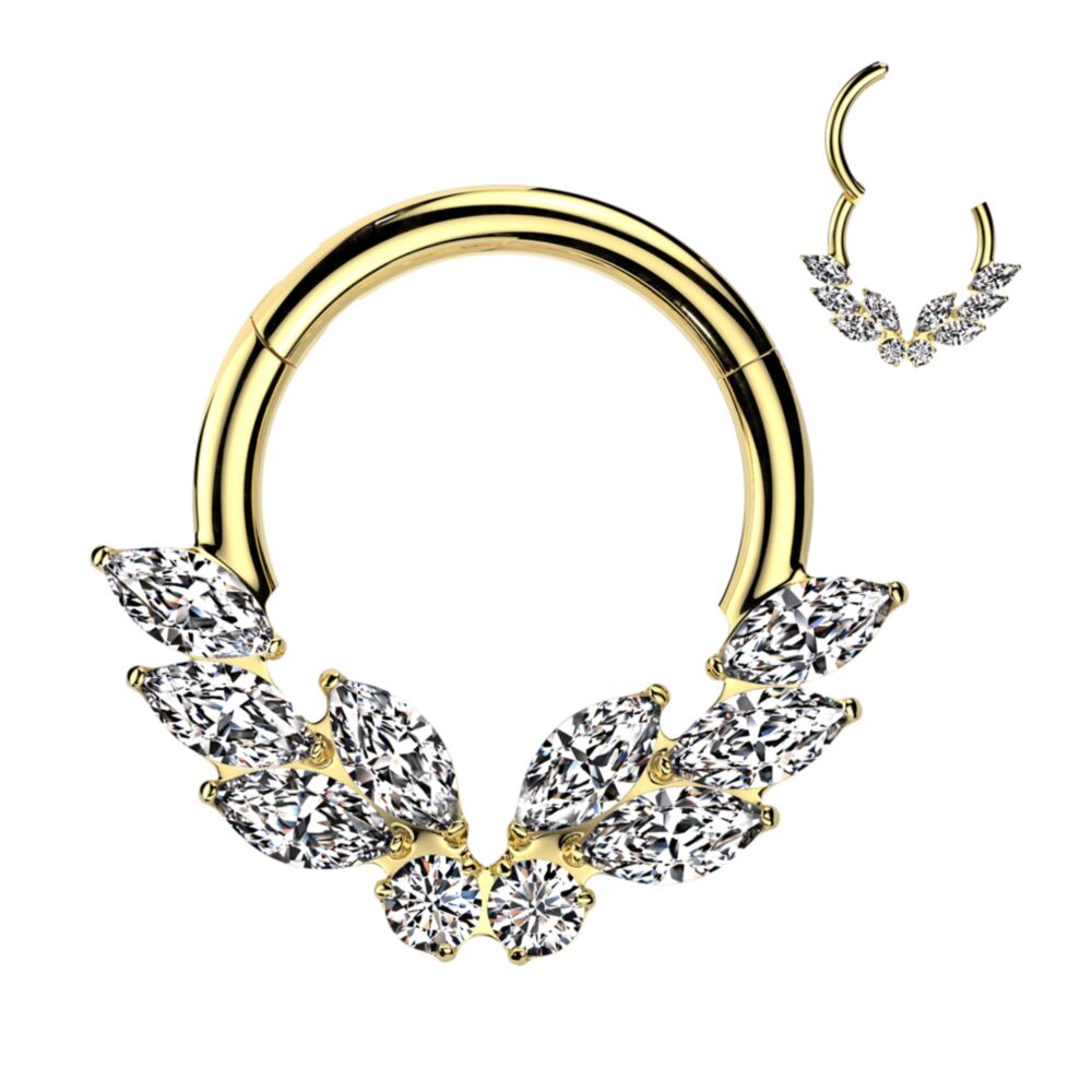 TITANIUM CRYSTAL BUTTERFLY HINGE CLOSE FASTENING HOOP - 10MM