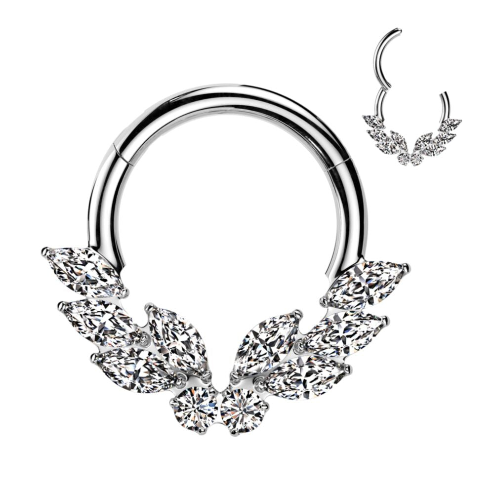 TITANIUM CRYSTAL BUTTERFLY HINGE CLOSE FASTENING HOOP - 10MM