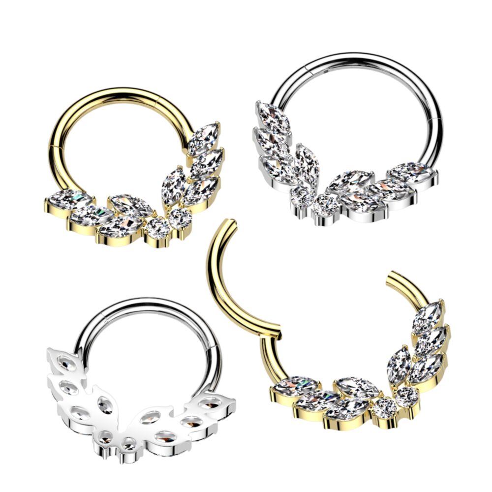 TITANIUM CRYSTAL BUTTERFLY HINGE CLOSE FASTENING HOOP - 10MM